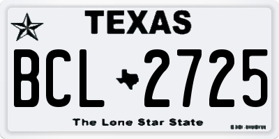 TX license plate BCL2725