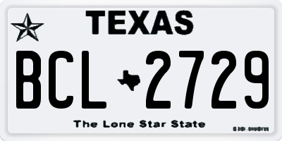 TX license plate BCL2729