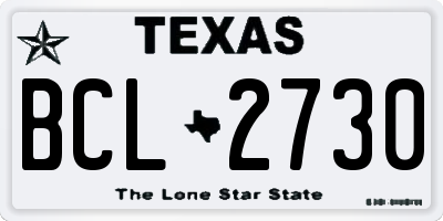 TX license plate BCL2730