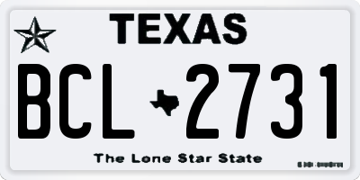 TX license plate BCL2731