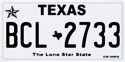 TX license plate BCL2733