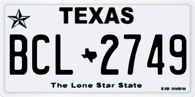 TX license plate BCL2749