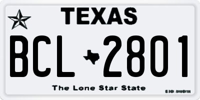 TX license plate BCL2801