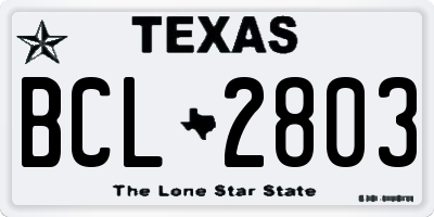 TX license plate BCL2803