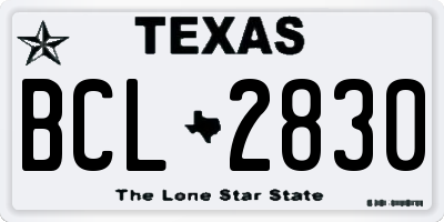 TX license plate BCL2830