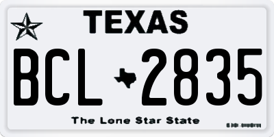 TX license plate BCL2835