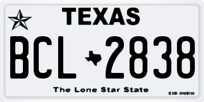 TX license plate BCL2838