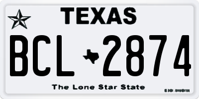 TX license plate BCL2874