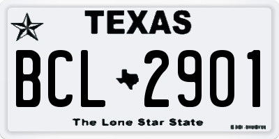 TX license plate BCL2901