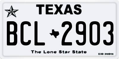 TX license plate BCL2903