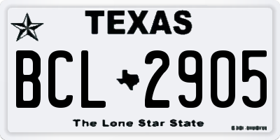 TX license plate BCL2905