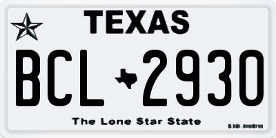 TX license plate BCL2930