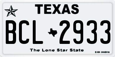 TX license plate BCL2933