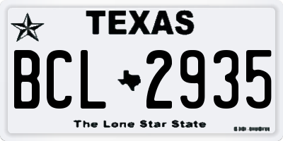 TX license plate BCL2935