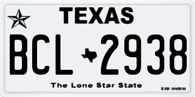 TX license plate BCL2938