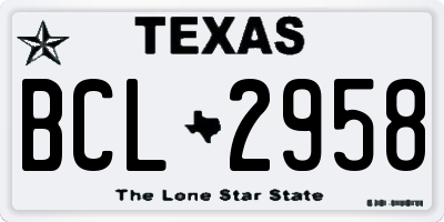 TX license plate BCL2958