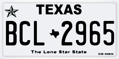 TX license plate BCL2965