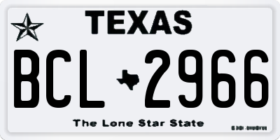 TX license plate BCL2966