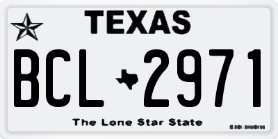 TX license plate BCL2971