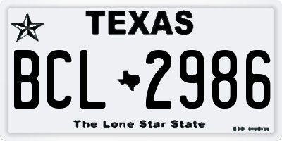TX license plate BCL2986