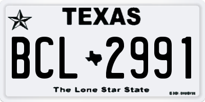 TX license plate BCL2991