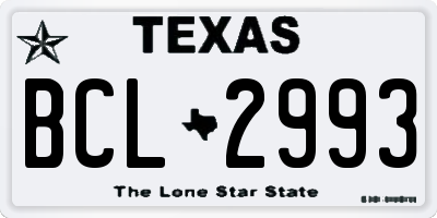 TX license plate BCL2993
