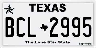 TX license plate BCL2995