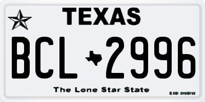 TX license plate BCL2996