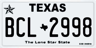 TX license plate BCL2998