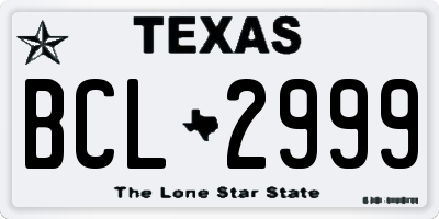 TX license plate BCL2999