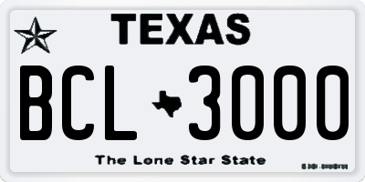 TX license plate BCL3000