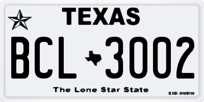 TX license plate BCL3002