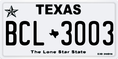 TX license plate BCL3003