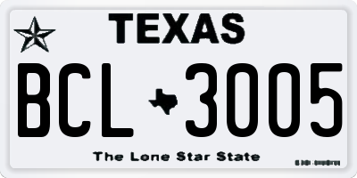 TX license plate BCL3005