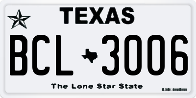 TX license plate BCL3006