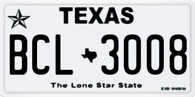 TX license plate BCL3008