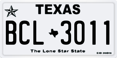 TX license plate BCL3011