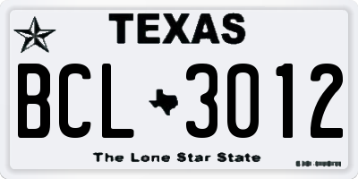 TX license plate BCL3012