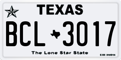 TX license plate BCL3017