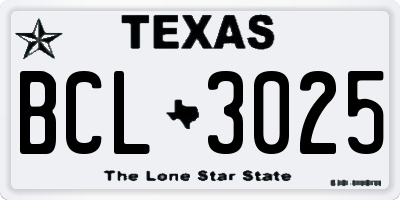 TX license plate BCL3025
