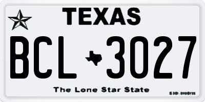 TX license plate BCL3027