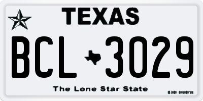 TX license plate BCL3029