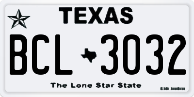 TX license plate BCL3032