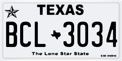 TX license plate BCL3034