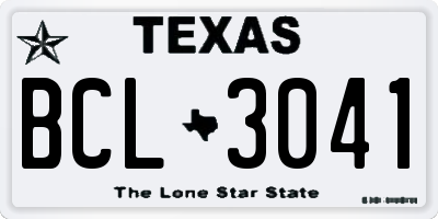 TX license plate BCL3041