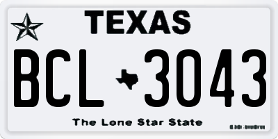 TX license plate BCL3043