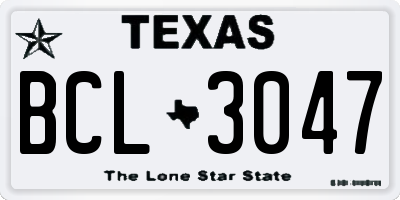TX license plate BCL3047
