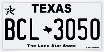 TX license plate BCL3050