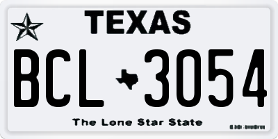 TX license plate BCL3054