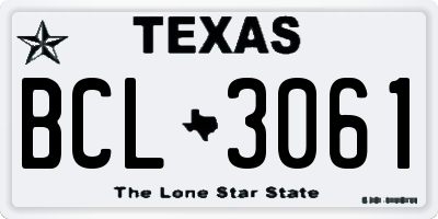 TX license plate BCL3061